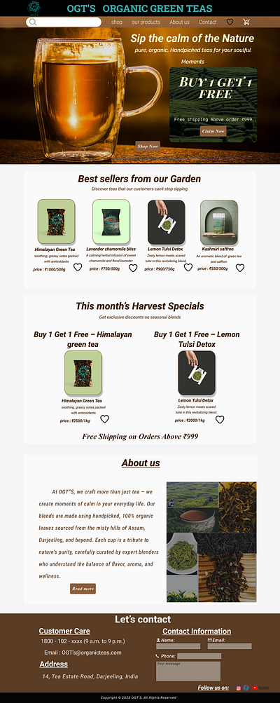 OGT'S - ORGANIC TEA eCommerce Website UI branding design ecommercesite graphic design ui uidesgn ux
