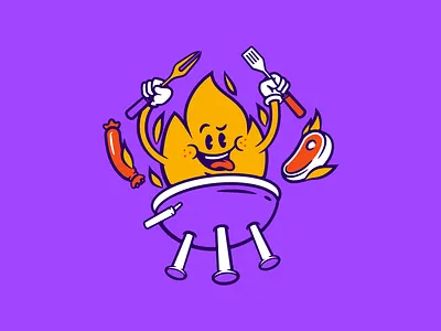 Grill Team 🔥🥁 branding digital art dojo studio illustration logo