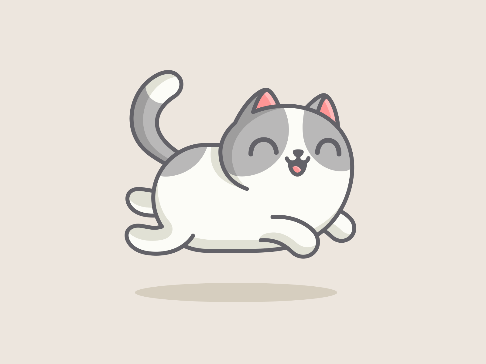 Happy Cat Day! cartoon cat cat day celebration character chubby cute dynamic fast fat funny geometric happy illustration international kitten mascot moving rounded running