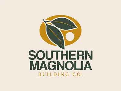 Southern Magnolia blue collar brand branding build building classic construction contracting contractor durham foliage leaf leaves logo magnolia natural nc retro southern tree