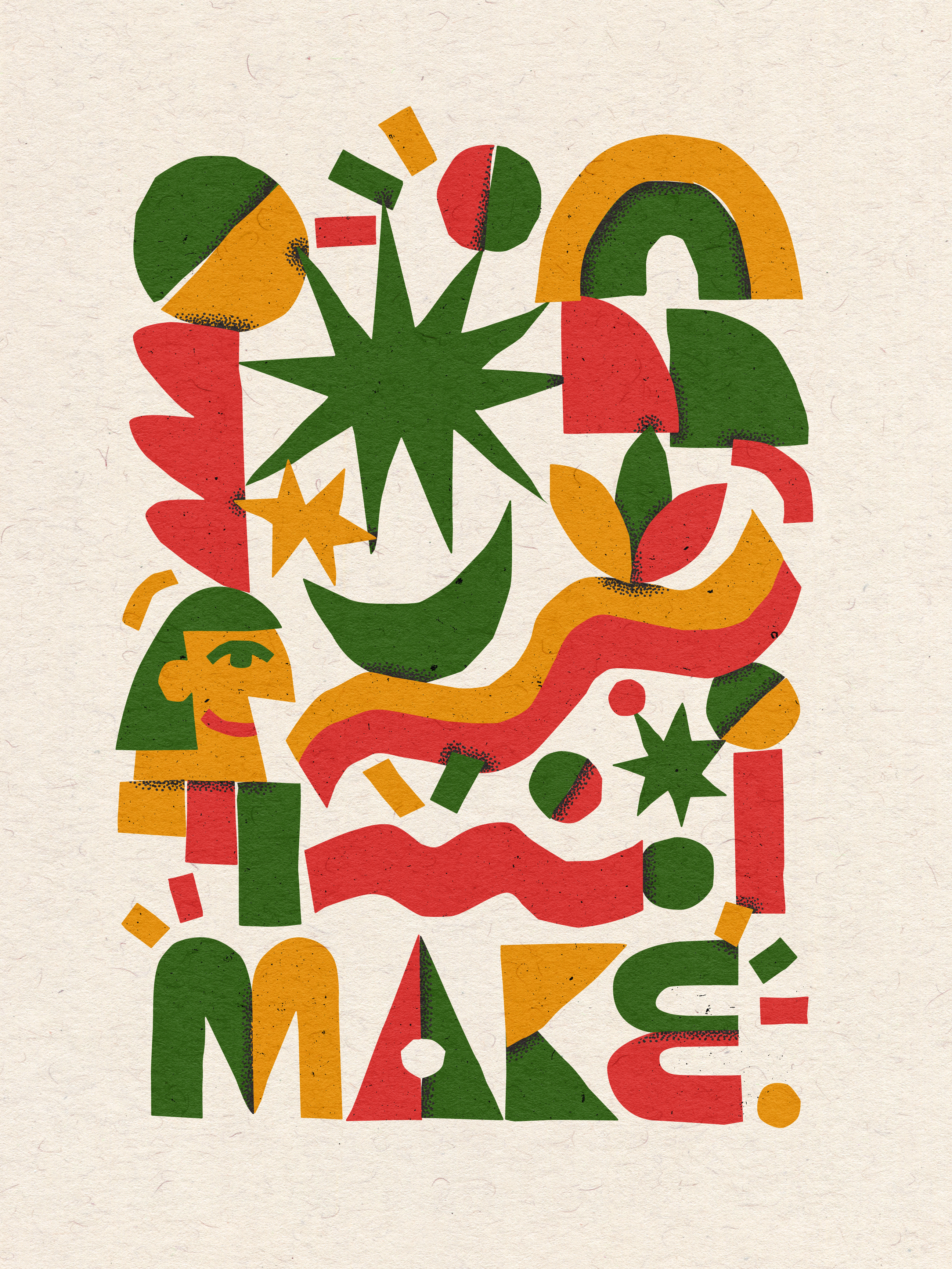 MAKE. abstract art character design illustration lettering poster print shapes