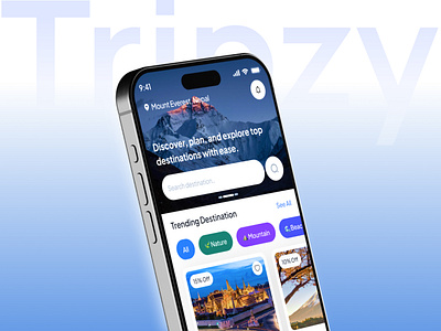 Tripzy- Travel Agent Mobile App app dailyux design figma home screen home screen inspiration popular travel travel agency travel agent app travel agent home screen travel app travel splash trend ui ui8 uiux uxlife