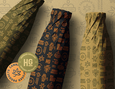 Herban Grocery - Cannabis Infused Products branding cannabis design drink emblem hand lettering illustration kraft paper label lettering logo logotype packaging paper wrap pattern typography vector visual identity weed wordmark