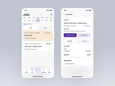 Field Service Mobile App – UI/UX Design app interface clean ui field service app job tracking minimal design mobile app design mobile ui modern ui productivity app service management service scheduling technician app ui design ux design work order management