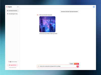 Image Generation Through Textual Prompt aiartgenerator aiux apps best creativeflow design designtool light mode minimal minimaldesign promptdesign saas texttoimage ui ux webapp