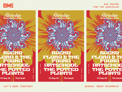 Gig poster for The Auricular band branding band flyer band graphic band logo band merch band poster concert flyer concert graphic concert poster event flyer event graphic event poster gig flyer gig poster local music music music branding music design psychedelic poster typographic poster