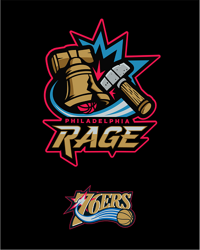 WNBA Philadelphia Rage Logo Concept basketball liberty bell logo logo design philadelphia philly rage ring the bell sports logo wnba