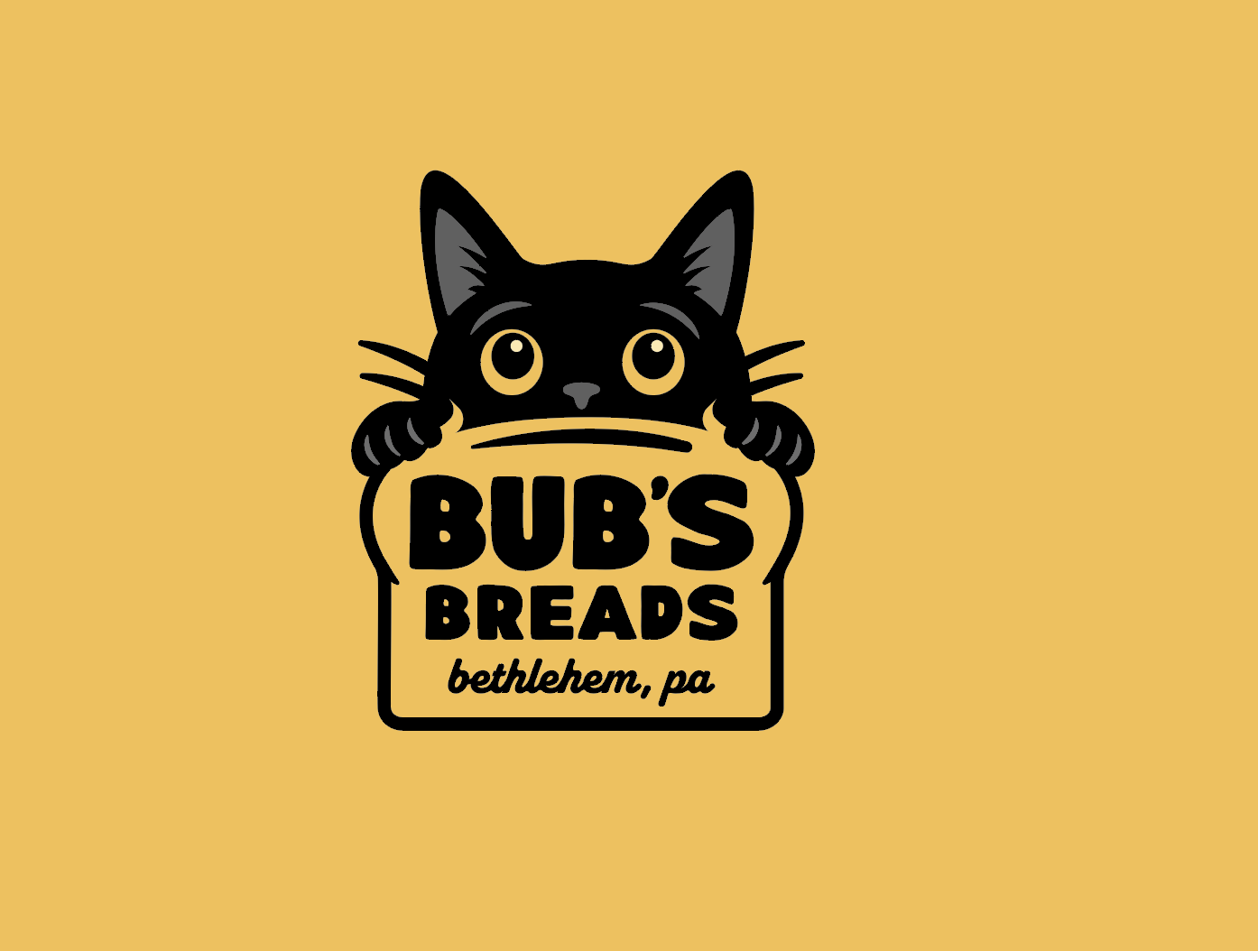 Bread Bakery Branding baker bakery bethlehem pa black cat bubs bread cat kitty loaf of bread logo design rebrand sourdough