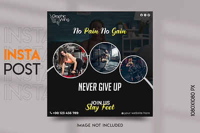 Fitness Gym Social Media Post Banner Design ads design banner branding design fitness food instagram food story graphic designer graphic wing gym health illustration instagram post logo post social media post design