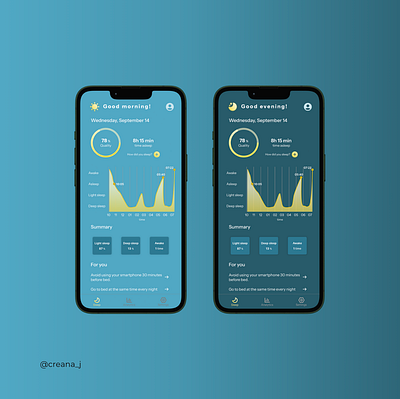 Sleep Tracking App Design app design clean ui figma healthy lifestyle minimal design mobile app mobile design sleep app sleep tracker ui ui design ux ux design wellness app