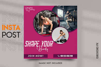 Fitness Gym Social Media Post Banner Design ads design banner branding design fitness food instagram food story graphic designer graphic wing gym health illustration instagram post instagram story logo post social media post design