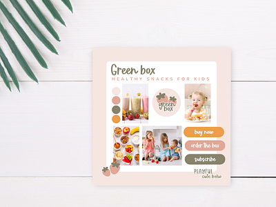 Green Box – Brand Mood Board boho brand identity branding color palette delfina the designer eco hand painted handwritten logotype mood board playful uiux