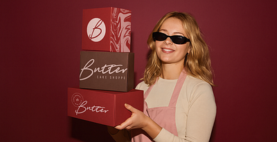 Butter Cake Shoppe art direction baked goods bakery branding brand identity brand positioning branding cake logo cake packaging cake shop identity creative concept design dessert packaging food brand french inspired gourmet bakery graphic design joyfull brand modern bakery storytelling