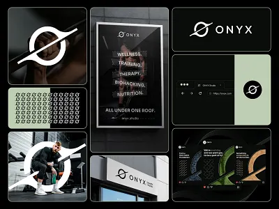 ONYX Health Studio Brand Identity branding design fitness graphic design gym health branding health studio logo design logo mark minimalist onyx logo