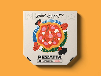 Pizza Packaging Design: Pepperoni brand identity brand packaging branding design design studio digital art digital illustration food graphic design identity design illustration illustrator italian marketing packaging packaging design pepperoni pizza pizza box pizza box design