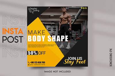 Gym Fitness Social Media Post Banner Design ads design banner branding design fitness food instagram food story graphic designer graphic wing gym health illustration instagram post instagram story logo post promotion social media post design