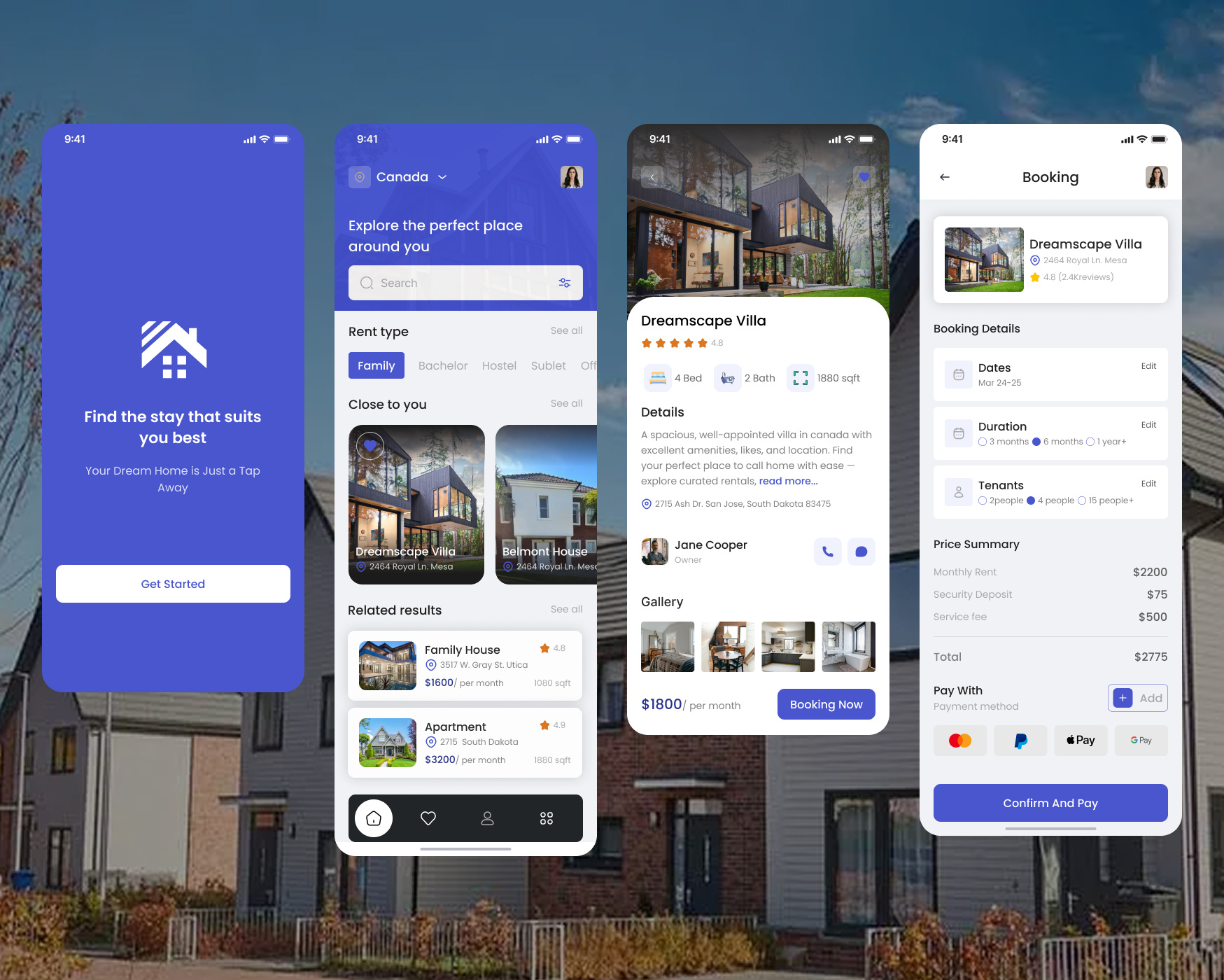 House Rent App 3d animation app branding design graphic design house illustration logo motion graphics ui vector