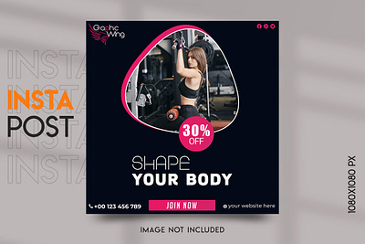 Fitness Gym Social Media Post Banner Design ads design banner branding design fitness flyer food instagram food story graphic designer graphic wing gym health illustration instagram post instagram story logo post restaurant social media post design template