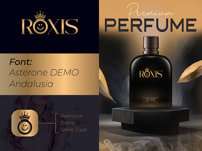Roxis Luxury Perfume Brand Logo design brand identity branding design elegantlogo gold goldlogo graphic design logo logodesign luxurydesign luxurylogo minimal minimalbranding modern perfume logo design premiumbrand vector