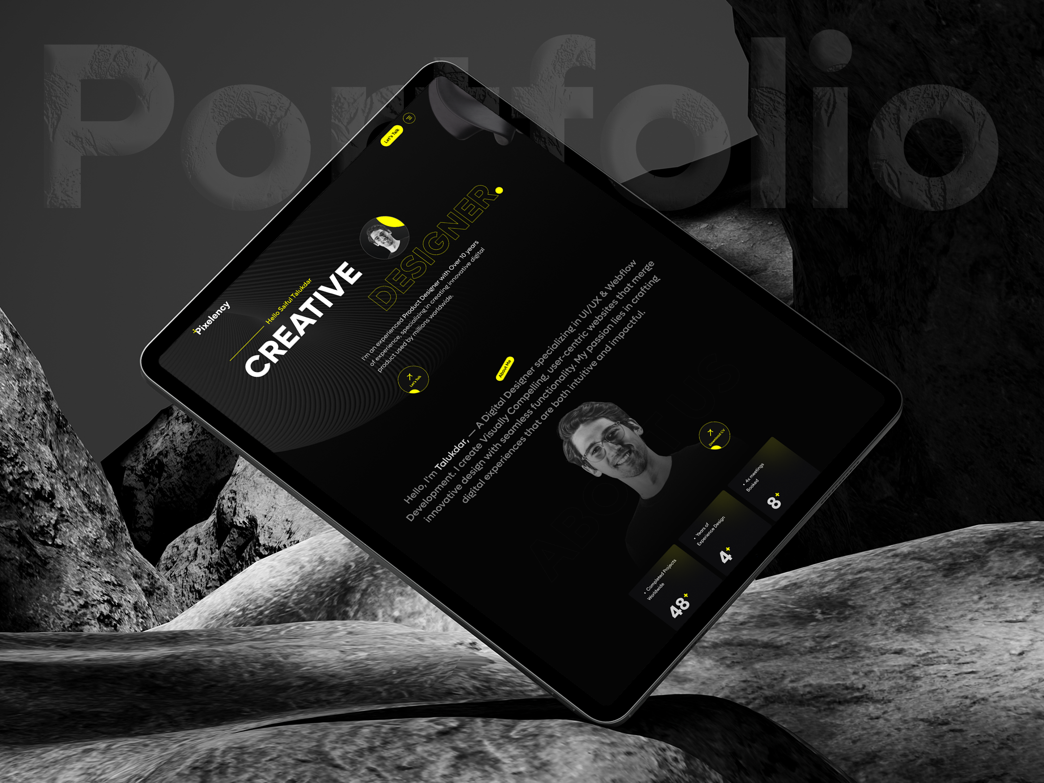 Creative Personal Portfolio Website | Landing Page UI Design agencylandingpage brandingagencywebsite creative portfolio ui creativeportfolio dark mode portfolio darkthemeui designer website ui designerportfolio digital agency website digitalagencydesign minimalportfoliodesign modern portfolio landing personal branding website portfolio web design portfoliouiux portfoliowebsitedesign uiuxportfolio webflow portfolio design webflowdesigner webflowportfolio