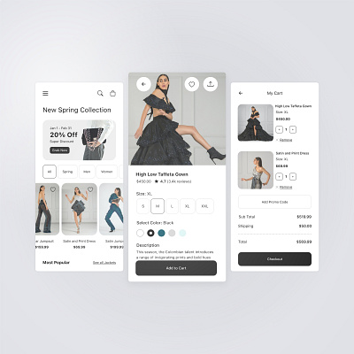 Fashion E-Commerce Mobile App Kit cart e commerce fashion mobile product detail page shopping cart ui