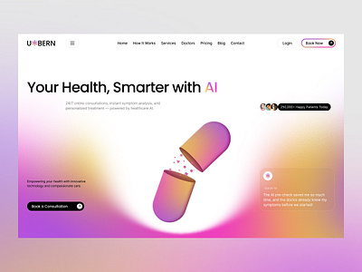 U*BERN - HealthCare website alif app care design doctor health hero landing landing page modern page reza site ui ui ux design ux web web design webdesign website