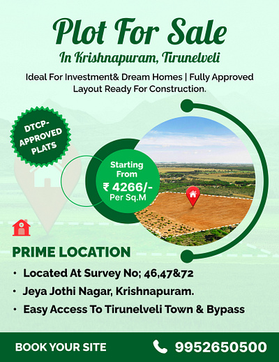 Real Estate Poster Design | Plot for Sale Ad by Createbysanta" india landsale plot realestateposter tirunelveli