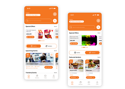 Event Ticketing & Vendor Sourcing Mobile App bookingapp cleandesign eventmanagementapp eventticketingapp figmadesign minimalui mobileappdesign modernux vendormarketplace