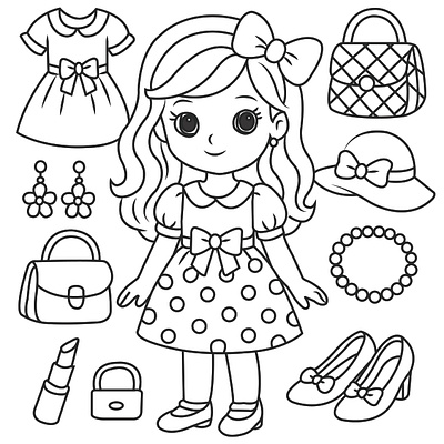 doll branding coloring book page coloring page design graphic design illustration line art logo vector