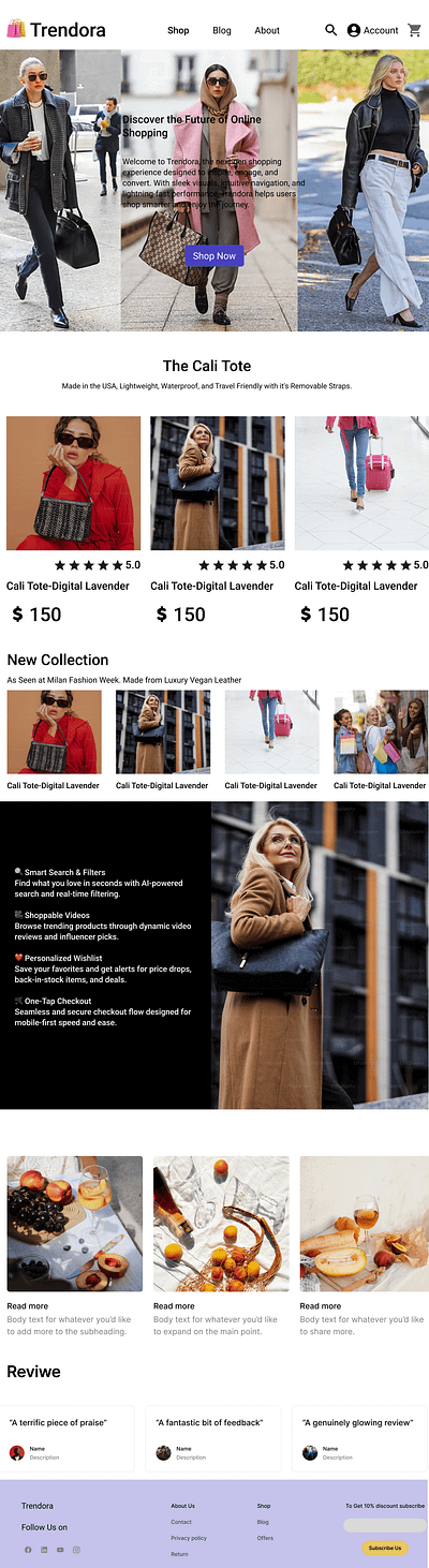 Trendora Shopping App Landing Page Design branding e commerce website graphic design ui ux ui web ui webdesign web design