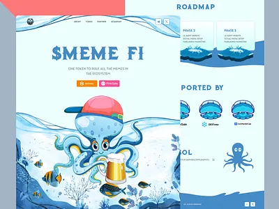 Meme Coin Website Design blockchain website cryptocommunity cryptodesign cryptomeme cryptotrends landing page memecoin tokenwebsite web design
