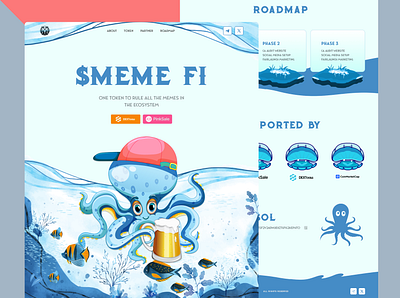 Meme Coin Website Design blockchain website cryptocommunity cryptodesign cryptomeme cryptotrends landing page memecoin tokenwebsite web design