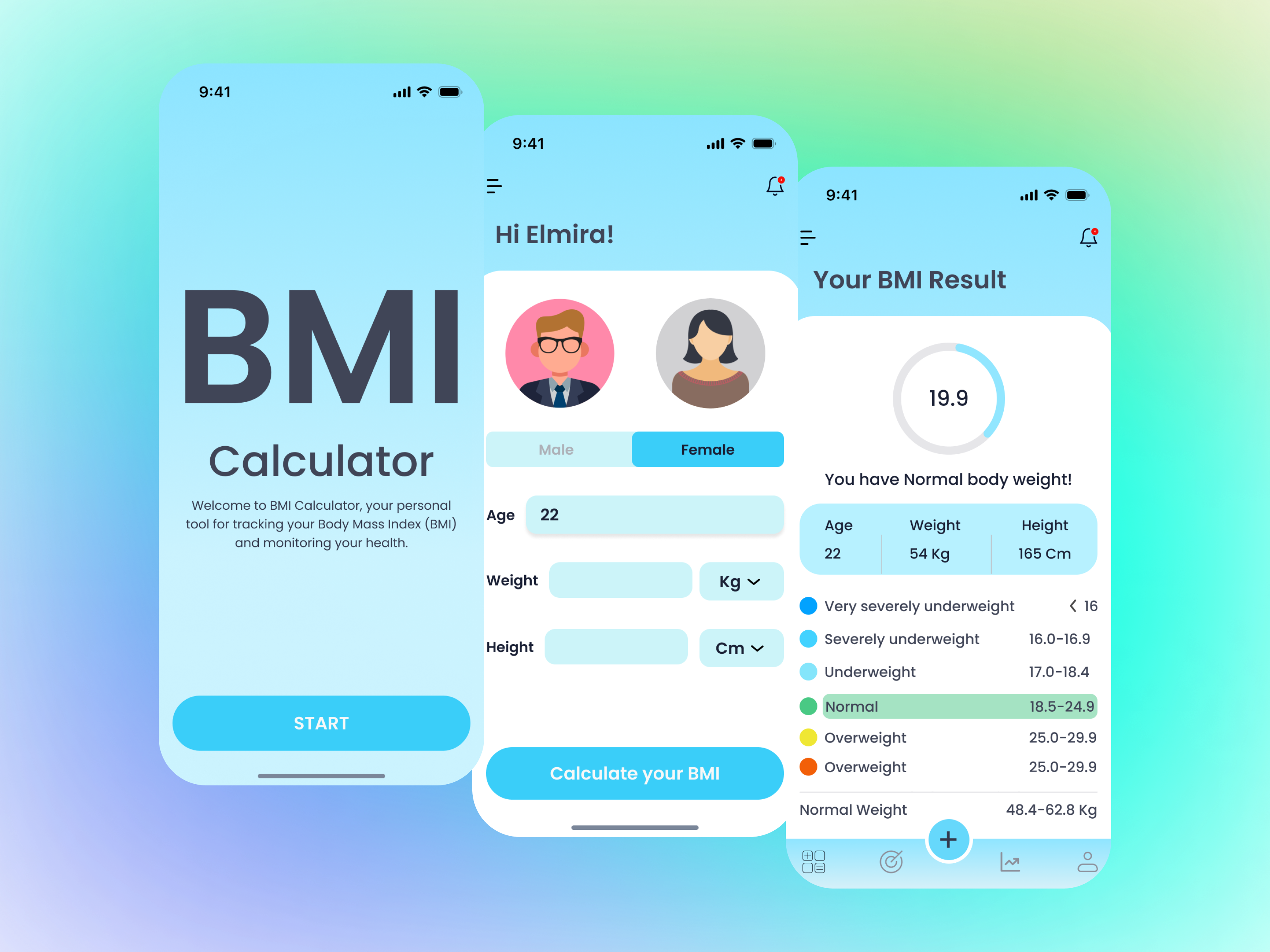 BMI Calculator – Health & Fitness App UI Design by Amit Ghosh on Dribbble