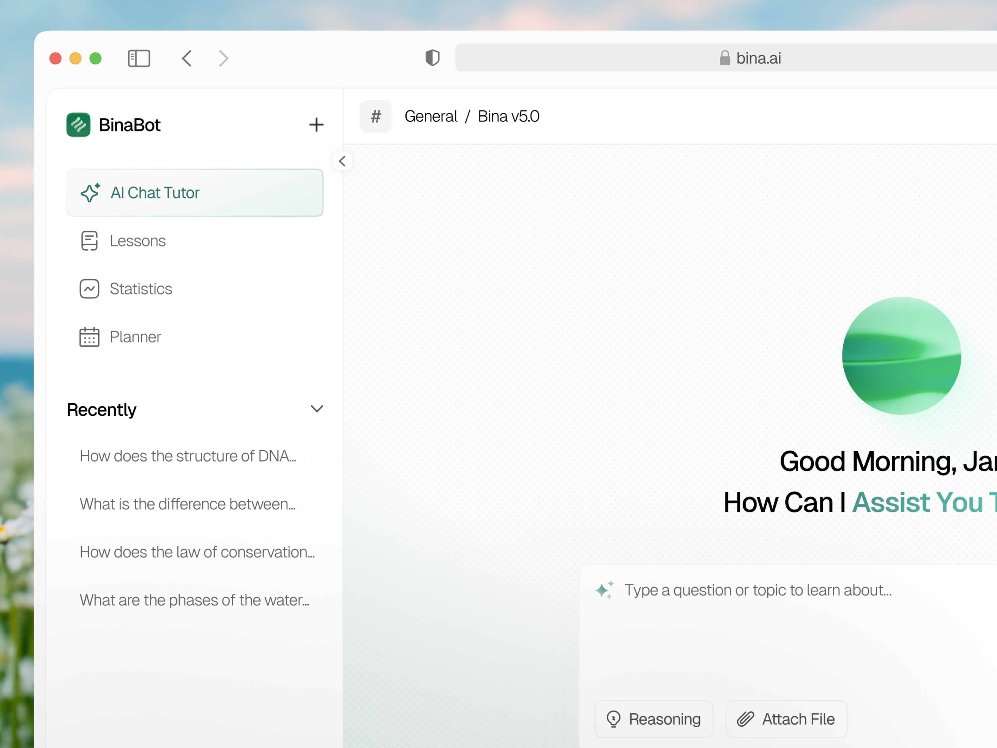 Bina AI - AI Study Buddy Web ai ai study ai web artificial intelligence branding figma study planner ui design uiux web ui design web3 webdesign