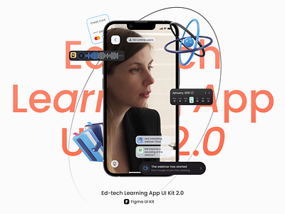 Ed-tech App UI Kit 2.0 | Presentation animation app design system education ui ui animation ui kit ui kit ux