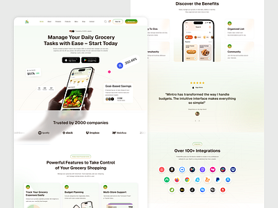 Grocery App Landing Page bhance pagesntac cards ecommerce landing page ecommerce lanindg page ecommerceapp fooddeliveryapp groceries mobile app grocery app landing page grocery app ui design grocery delivery grocery landing page grocery store illustraion landing page landing page design mobile app design product design shopping app shopping experience website