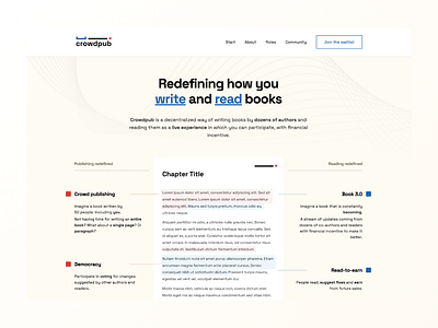 Crowdpub: Decentralized book publishing landing page crowdpub css html landing page nft publishing ruby ui web design wordpress