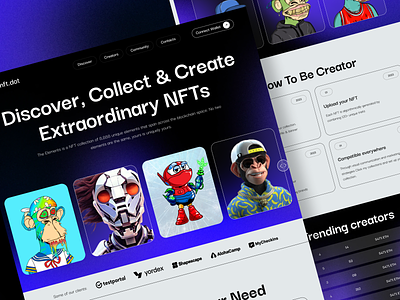 NFTs marketplace website Design crypto design homepage landing page nft nft marketplace nfts ui ui design uihut web web design web template web3 webdesign website website design