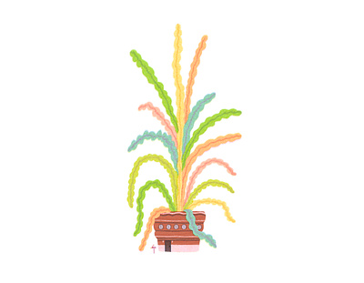 Tweety Pot Village 01 art artwork design fairy haus house illust illustration ipad letter nature photoshop plant post pot series tweetyheather village window