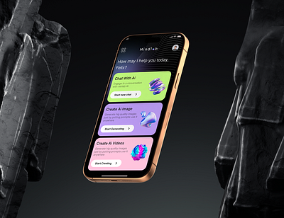 M i n d l a b - AI Chat assistant app UI/UX design ai ai assitant app chat chatbox chatgpt clean ui modern app ui modern ui tech trending ui uiux