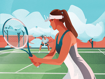 Sport illustrations beach-volley colorful design girl illustration outdoor sport sport illustration tennis vector vector art