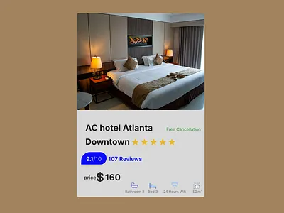 AC Hotel Atlanta Downtown – UX/UI Hotel Listing Card app design branddevelopment design e commerce website figma luxurybeauty packagingdesign productdesign ui uiuxinspiration