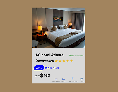 AC Hotel Atlanta Downtown – UX/UI Hotel Listing Card app design branddevelopment design e commerce website figma luxurybeauty packagingdesign productdesign ui uiuxinspiration