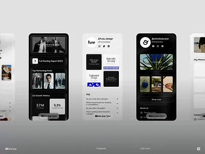Bio.Bar 3.0 - new customizable templates animation branding design figma graphic design jitter liquid glass minimalism mobile motion graphics templates ui unum