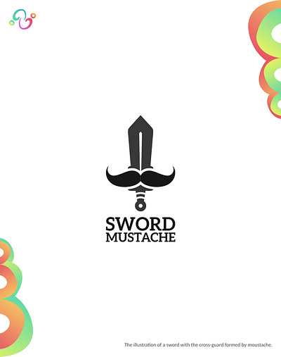 Sword Mustache Logo armor armory barbershop blade brand design hair hairstylist logo design logo designer logo for sale logo idea logo inspiration logomark logotype moustache mustache sword weapon zzoe iggi