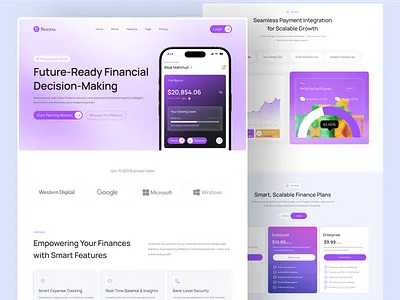 Finance Landing Page/Website b2b banking clean finance finance app landing page finance saas landing page finance website fintech landing page mobile landing page finance modern payment platfrom saas startup transaction uiux wallet web design website
