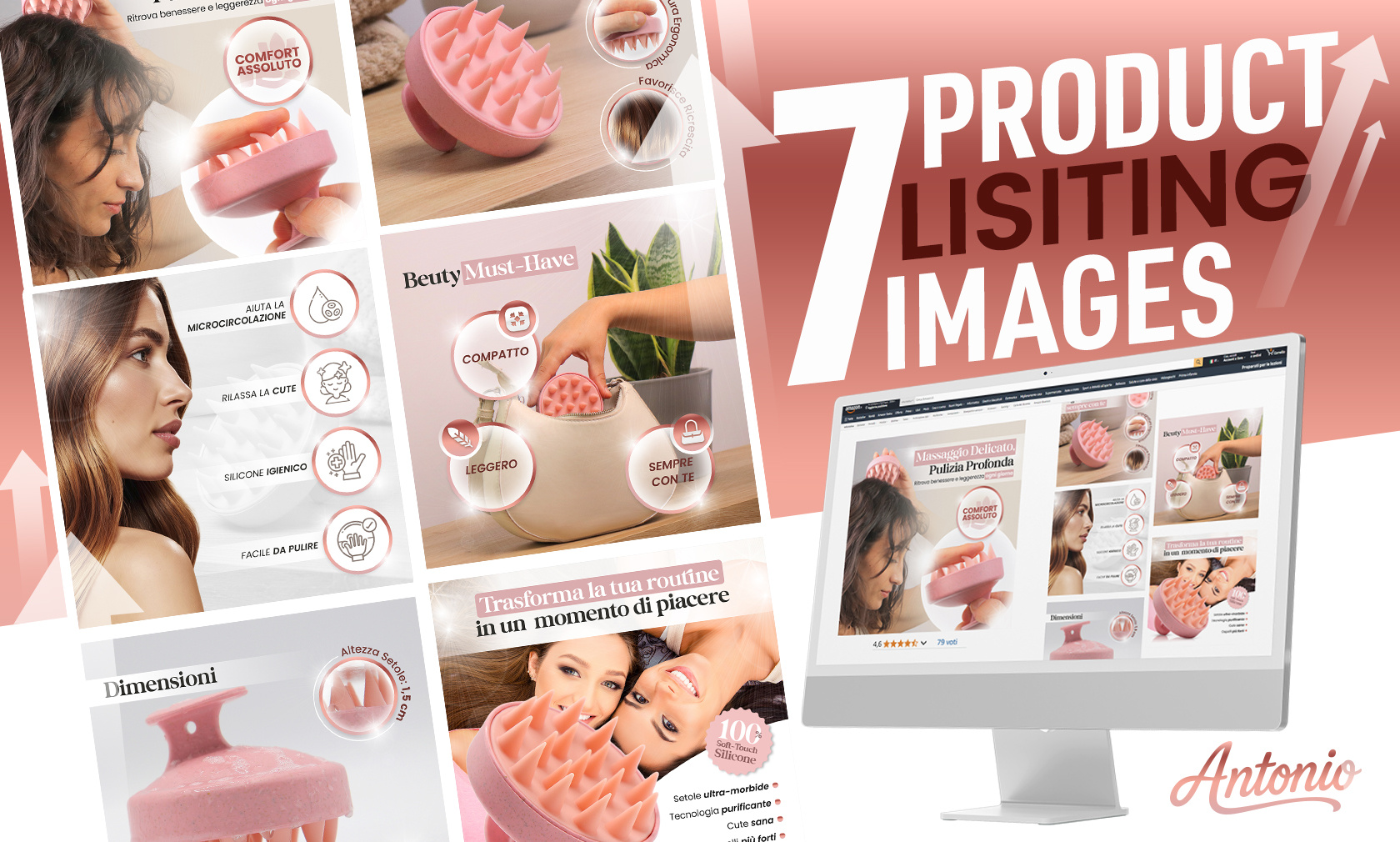 Listing Amazon – Spazzola massaggiante in silicone amazon product photography