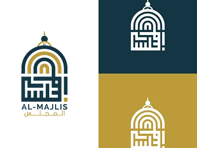 MAJLIS ARABIC AND ENGLISH LOGO al majlis logo arabic logo arabic logo design arabiccalligraphy arabicdesign arabiclogodesign arabictypography branding creativedesign design graphicdesign illustration kufic calligraphy masjid logo ui