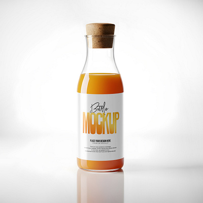 Curvy Amber Glass Bottle with Cork Mockup packaging presentation