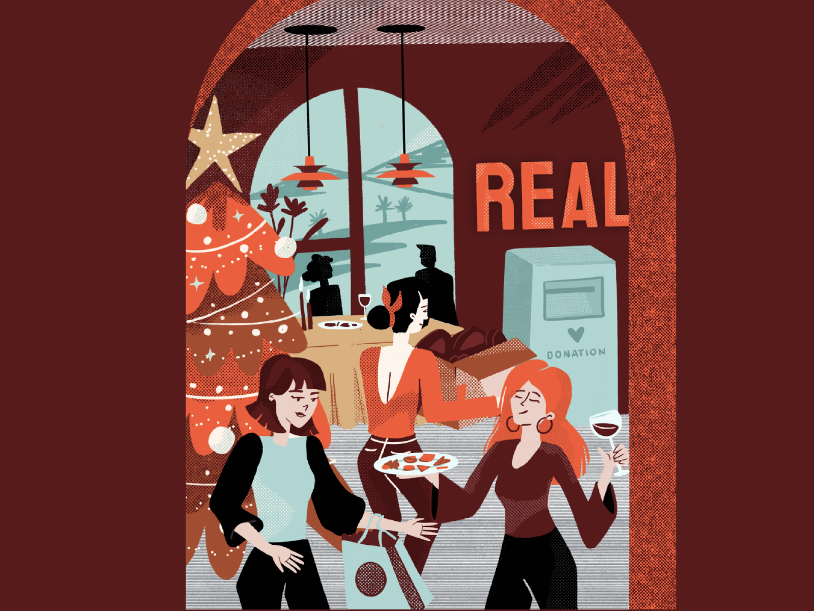 Celebrate, Connect & Share celebrate character christmas conect donate illustration illustrations procreate real share